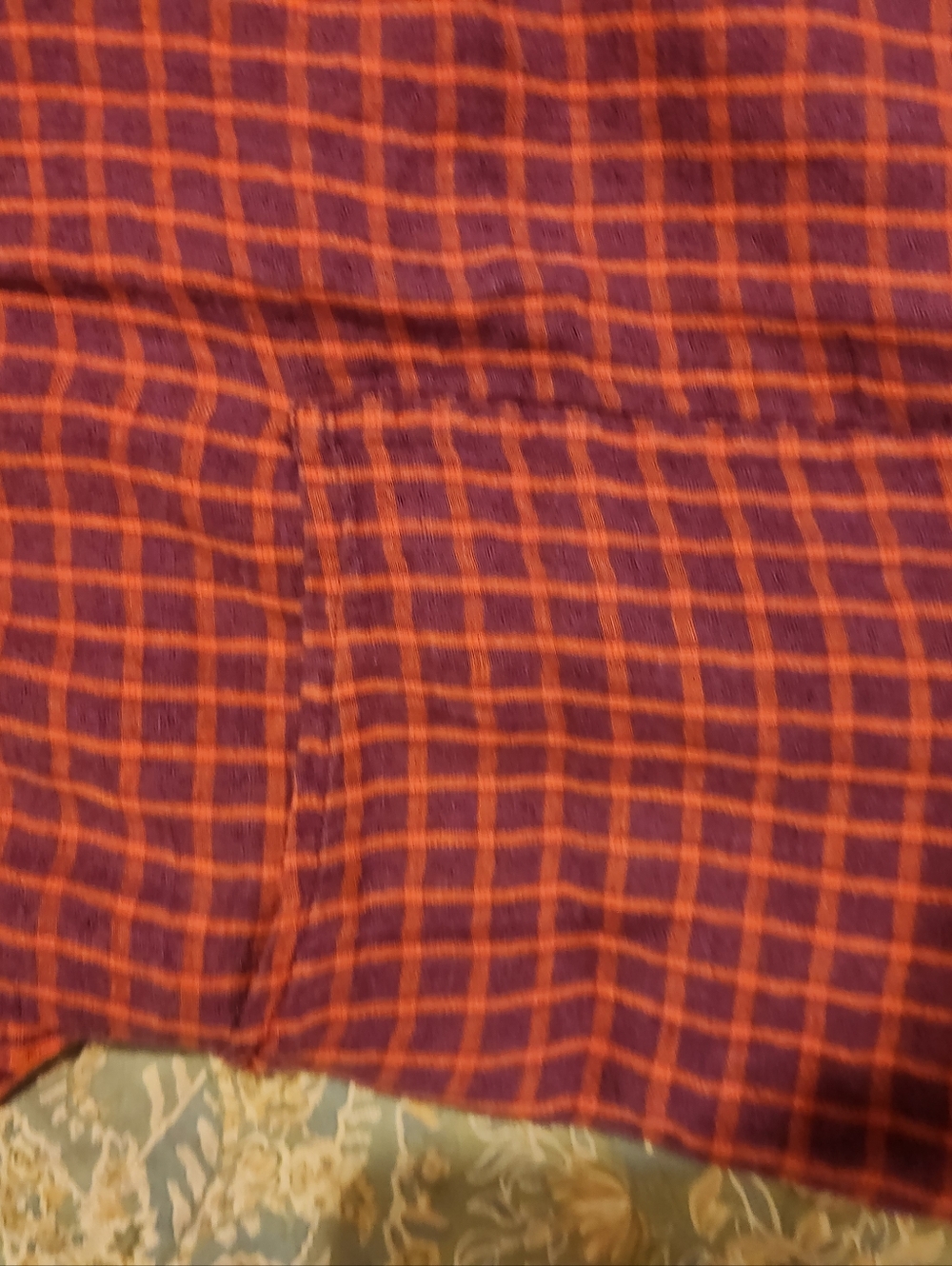 Flax Two-Tone Orange and Purple Checked Pockets Linen Midi Dress Sz. 2G B:54" - Picture 11 of 14